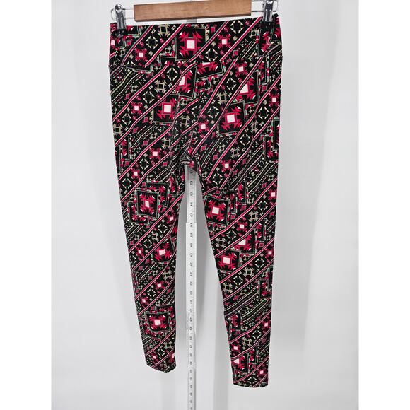 Lularoe OS One Size Womens Leggings Pink Black Aztec Print - Picture 3 of 3